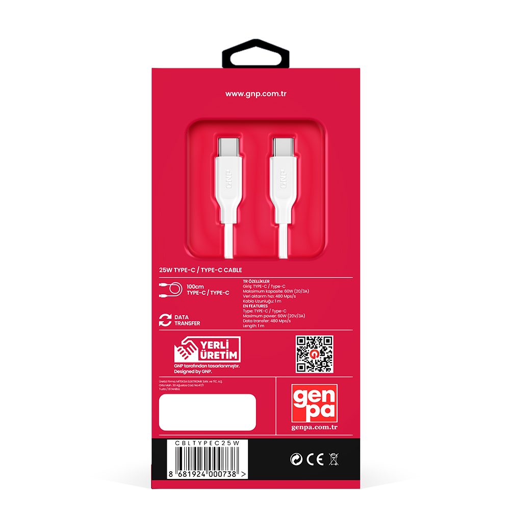 GNP 25W Type-C Şarj ve Data Kablosu