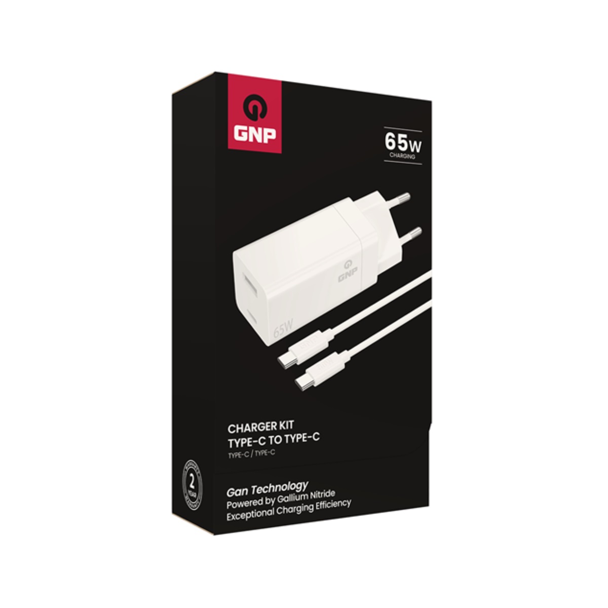 GNP 65W Çift Çıkışlı Type-C, USB Şarj Adaptörü ve Type-C Kablo Beyaz
