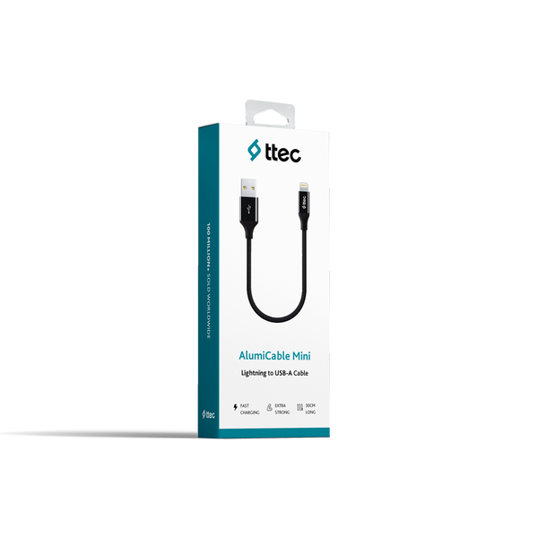 ttec AlumiCable Mini 30cm USB-A - Lightning power bank kablosu 